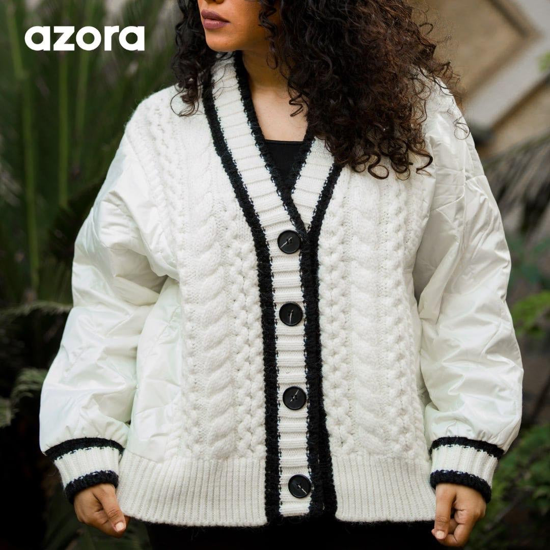 AZORA® IVORY KNITTED WOOL SWEATER