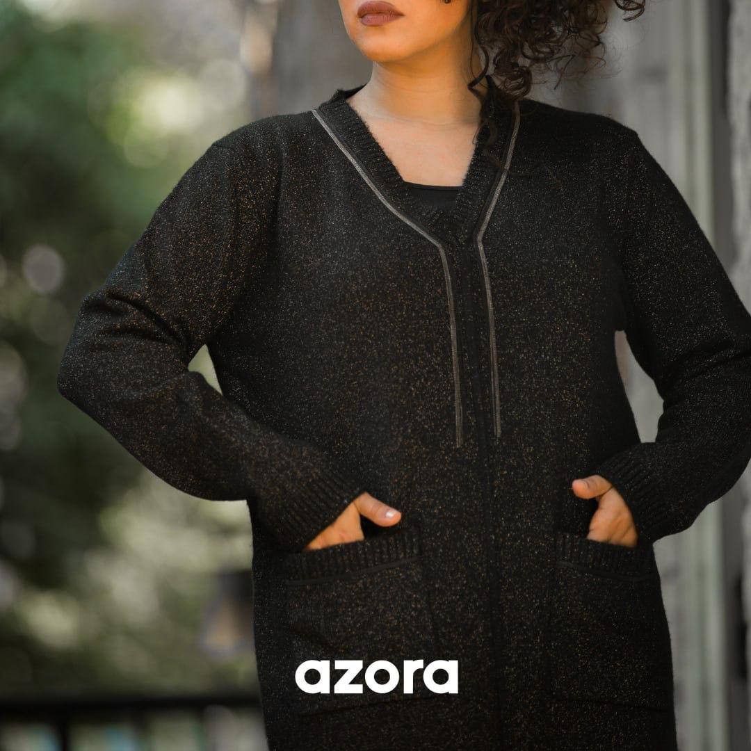 Azora® Black Elegant Knit Coat