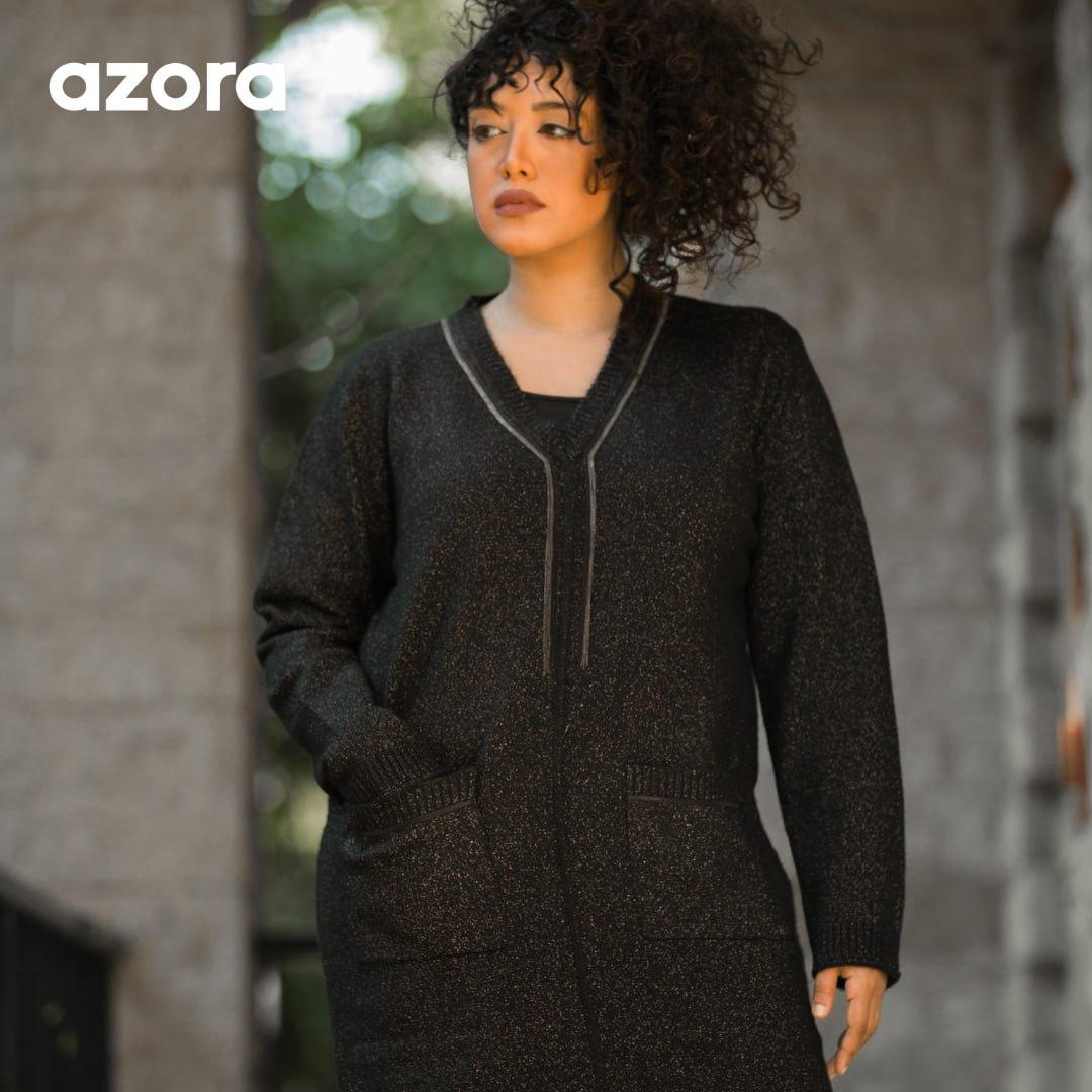 Azora® Black Elegant Knit Coat