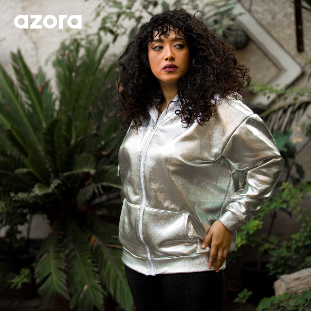 Azora® Metallic Zip-Up Jacket