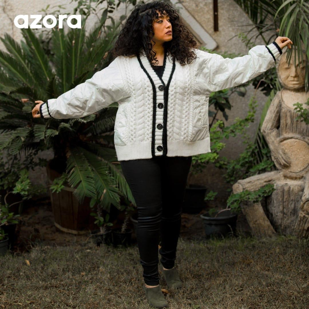 AZORA® IVORY KNITTED WOOL SWEATER