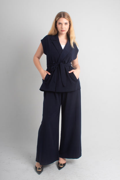 Azora© Navy Blue Belted Set