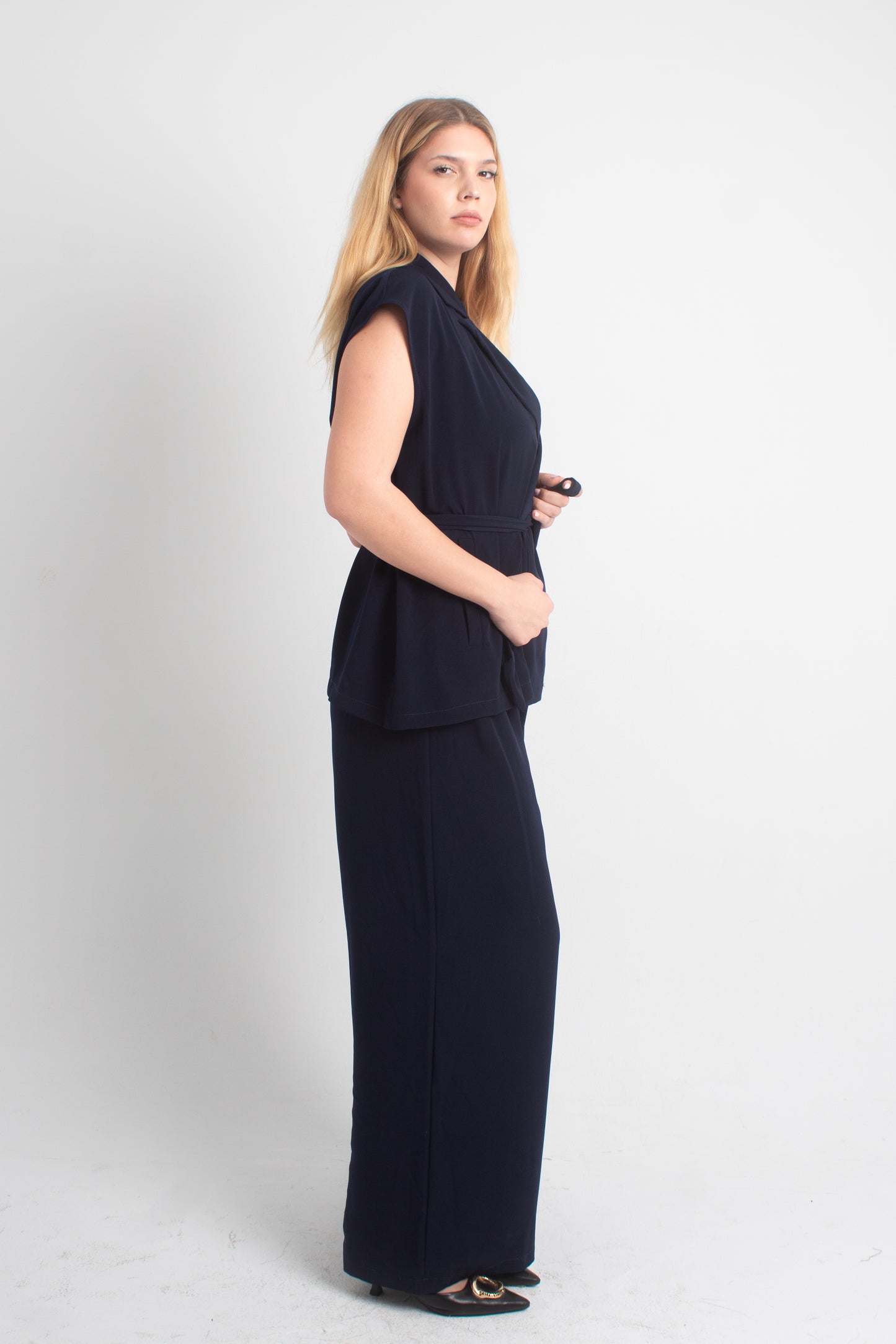 Azora© Navy Blue Belted Set