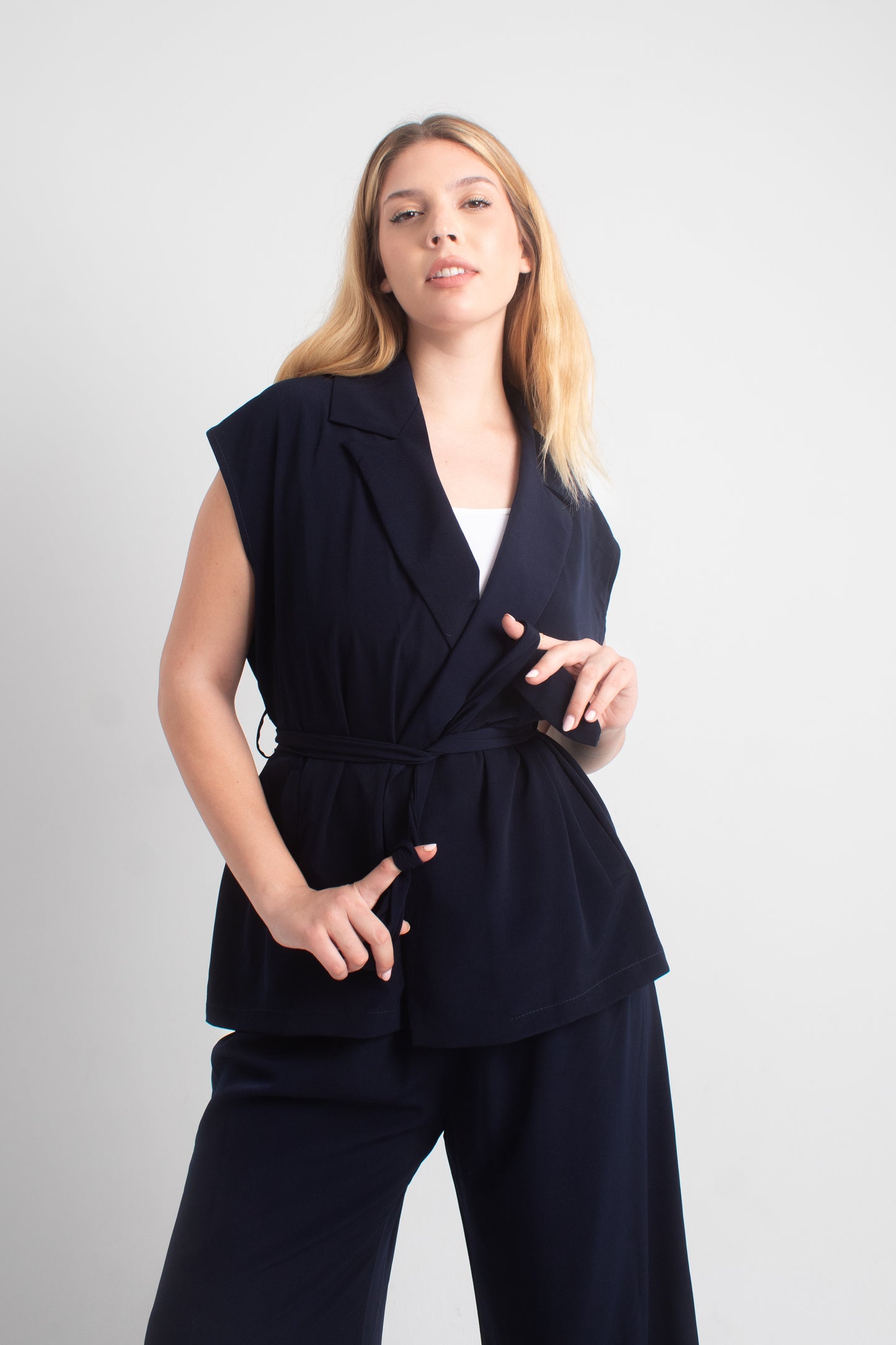 Azora© Navy Blue Belted Set