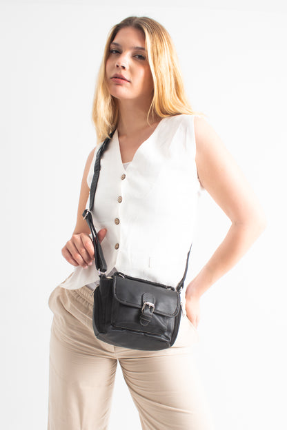 Azora® Eclipse Black Leather Bag