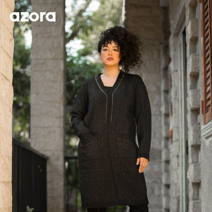 Azora® Black Elegant Knit Coat