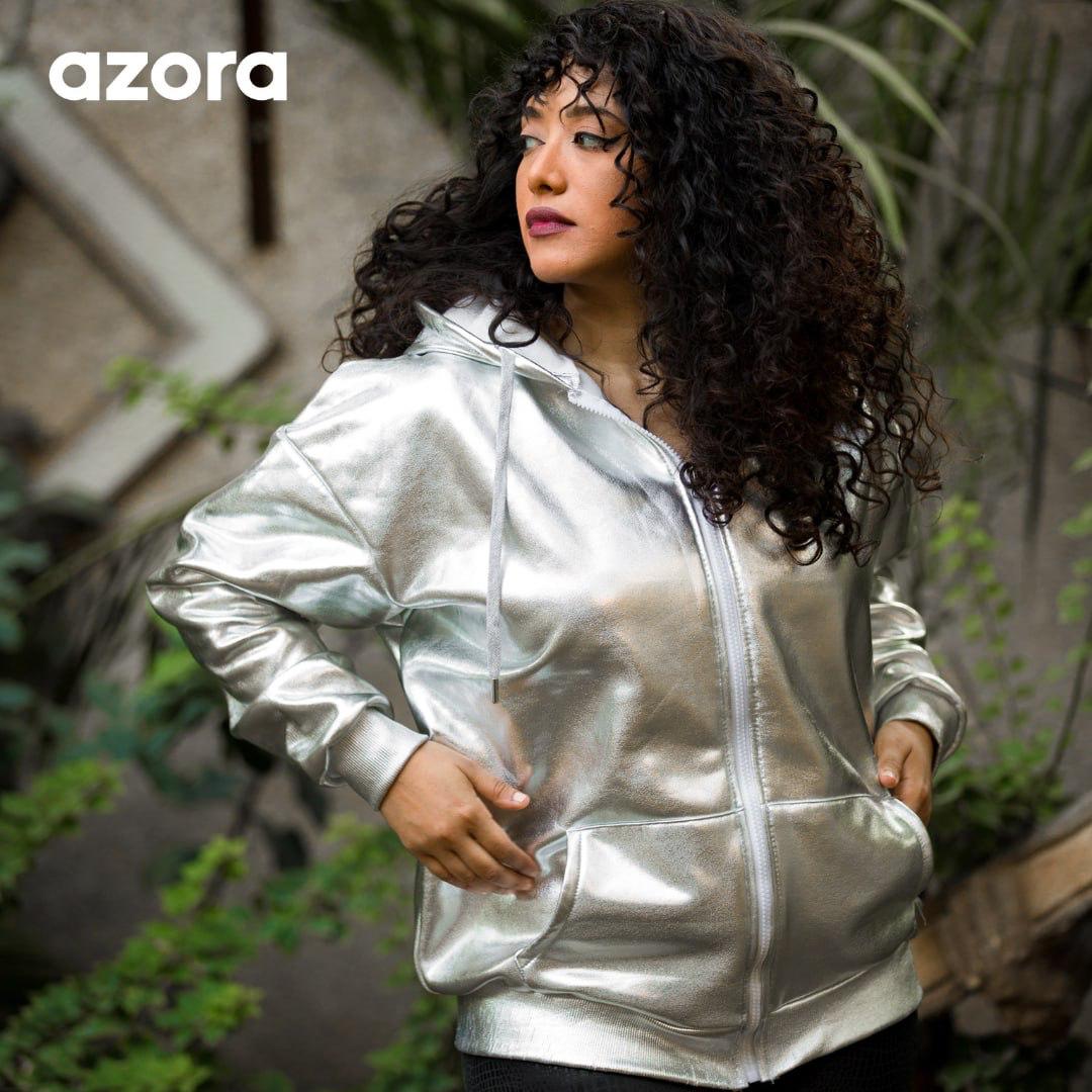 Azora® Metallic Zip-Up Jacket